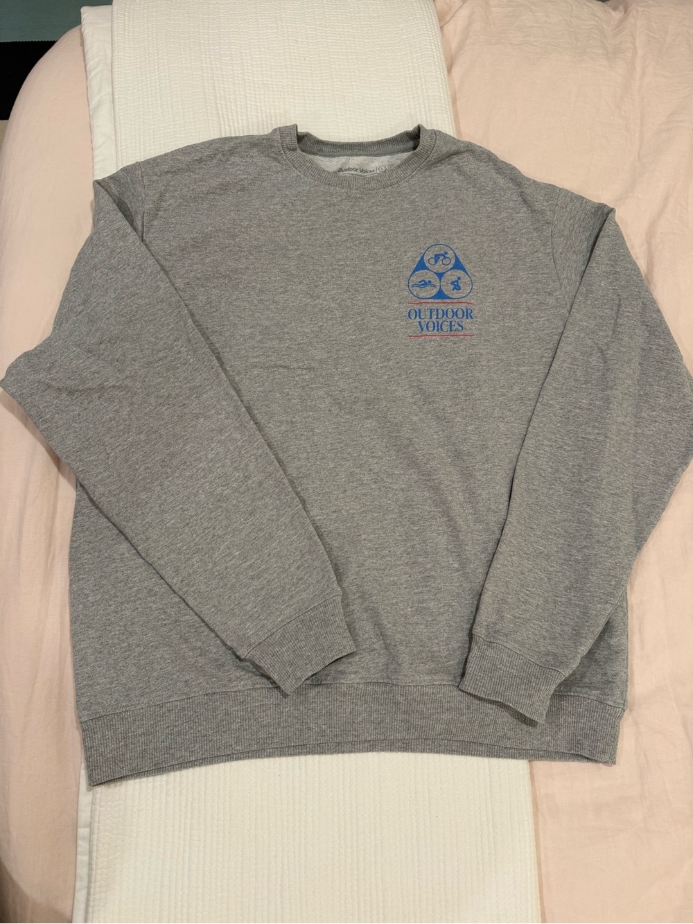 Outdoor Voices Unisex Gray Crewneck Sweatshirt, Size L
